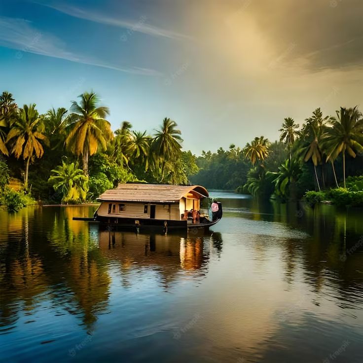 Premium Photo _ Phtoo of Houseboat in Kerala backwaters